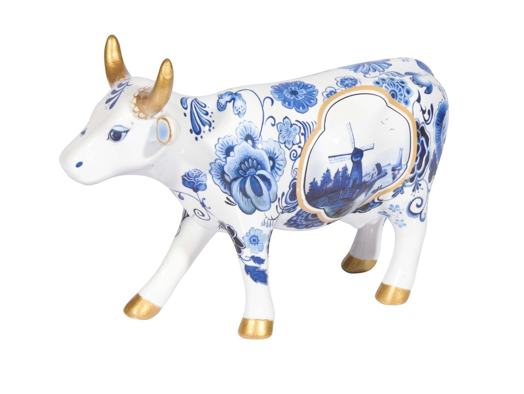 4 CowParade【カウパレード】牛置物 Blue Bone China Cow Bone China (medium ceramic) | Cowparade International